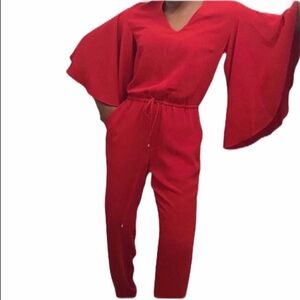 Ralph Lauren Red Bell Sleeves Jumpsuit